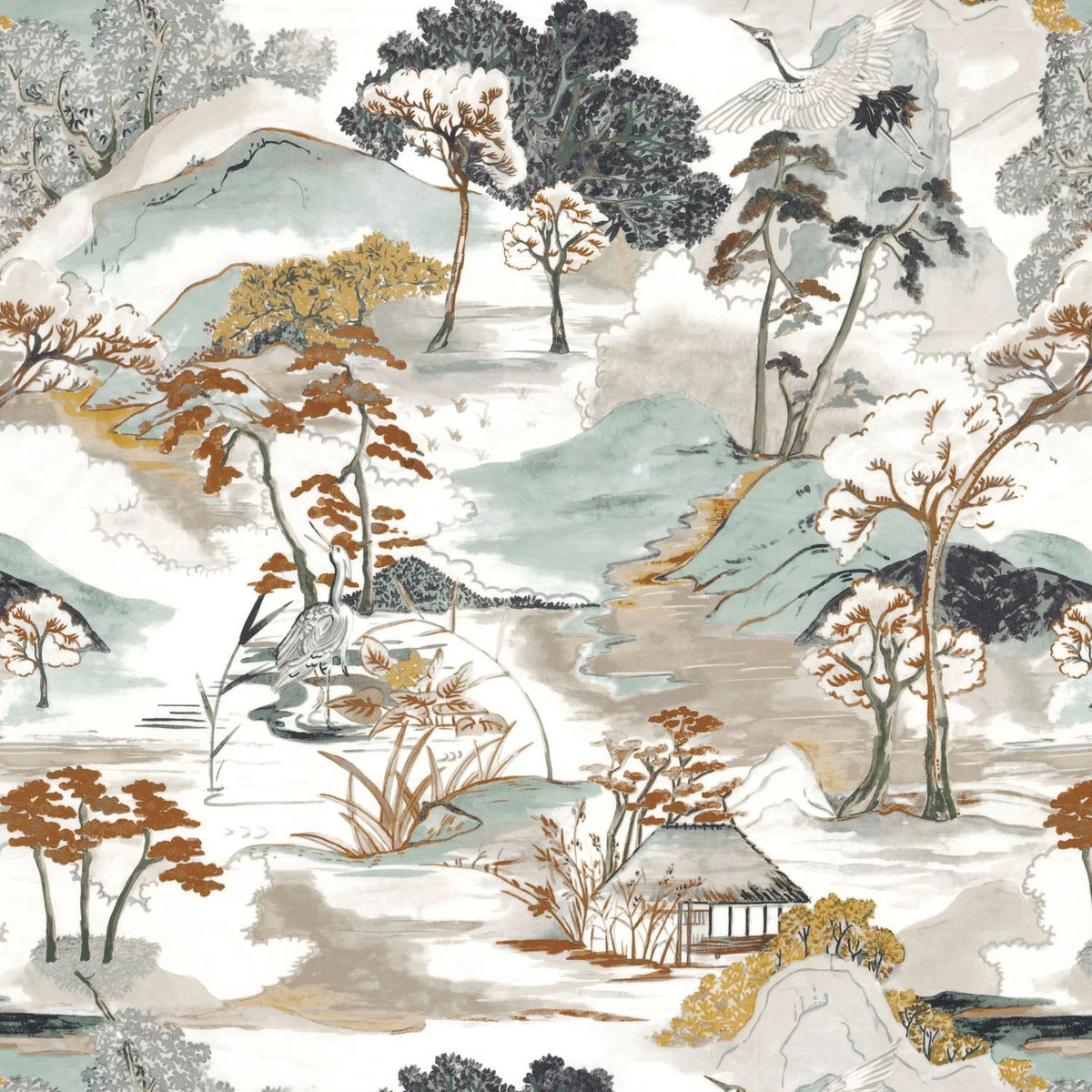 Casamance Matsu fabric — Celadon Terre De Sienne