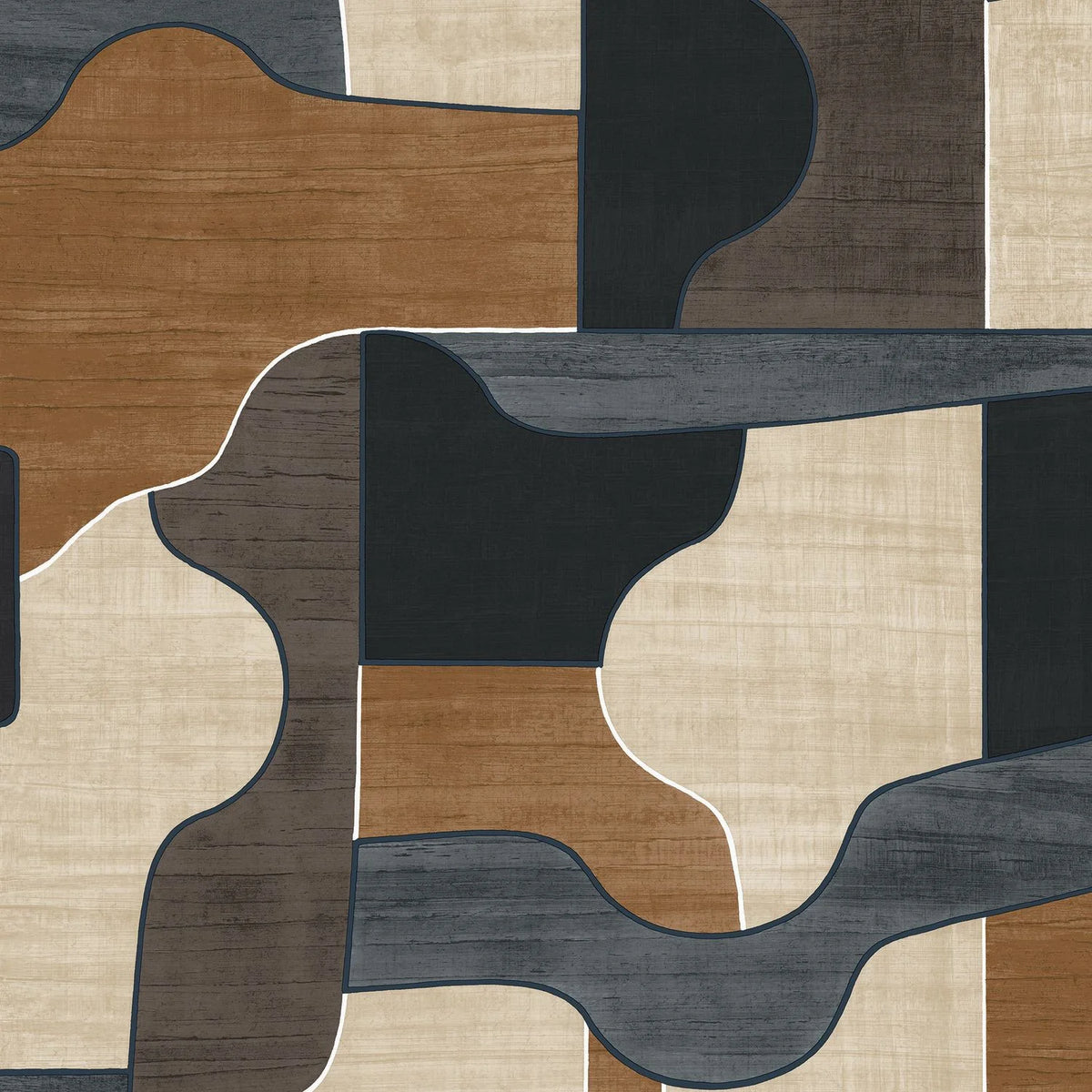 Casamance Modernismo wallpaper — Anthracite/Marine