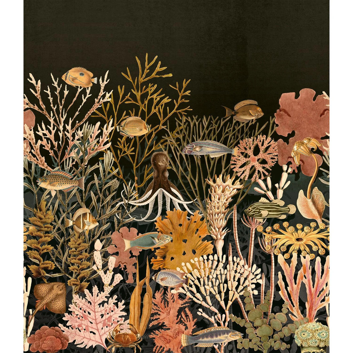 Casamance Moorea wallpanel — Noir De Lune / Multicouleurs