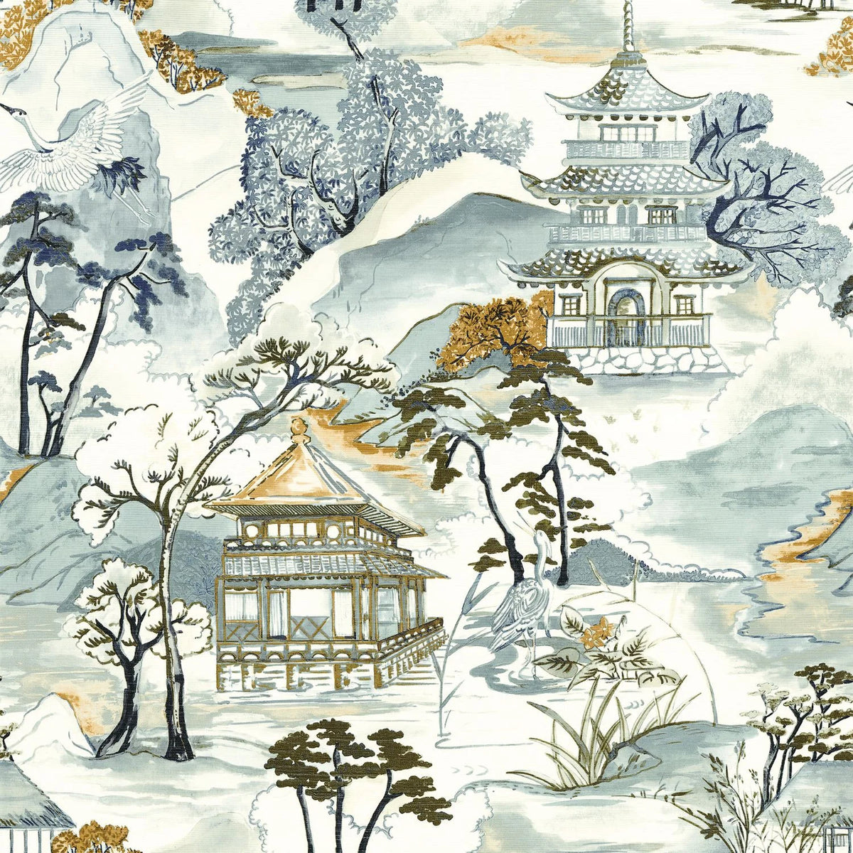 Casamance Nara wallpaper — Blanc/Celadon