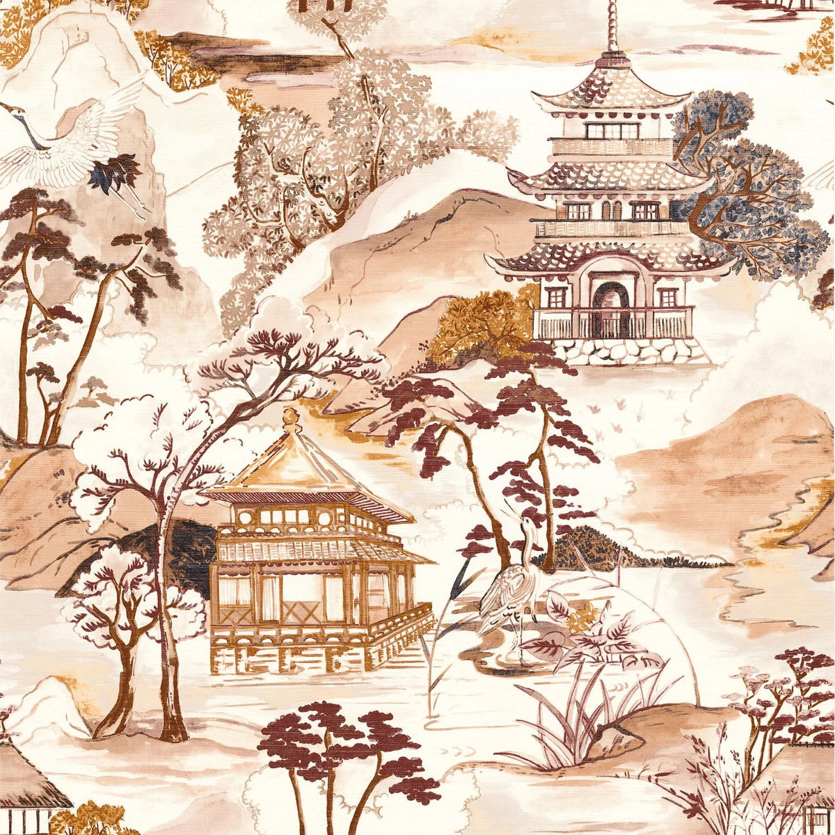 Casamance Nara wallpaper — Blanc/Garance