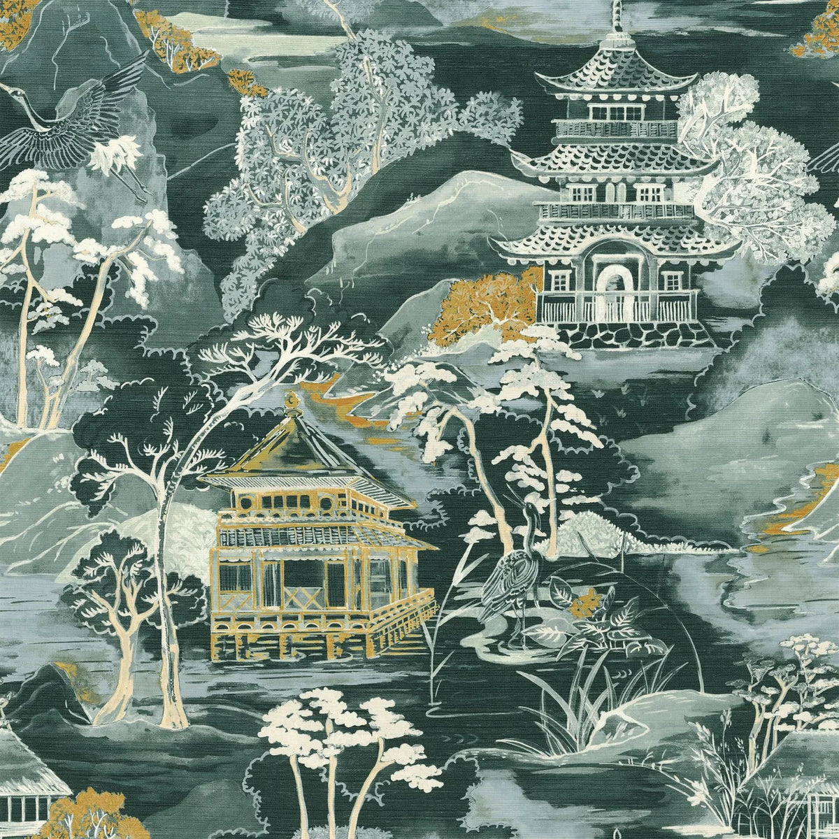 Casamance Nara wallpaper — Vert Imperial