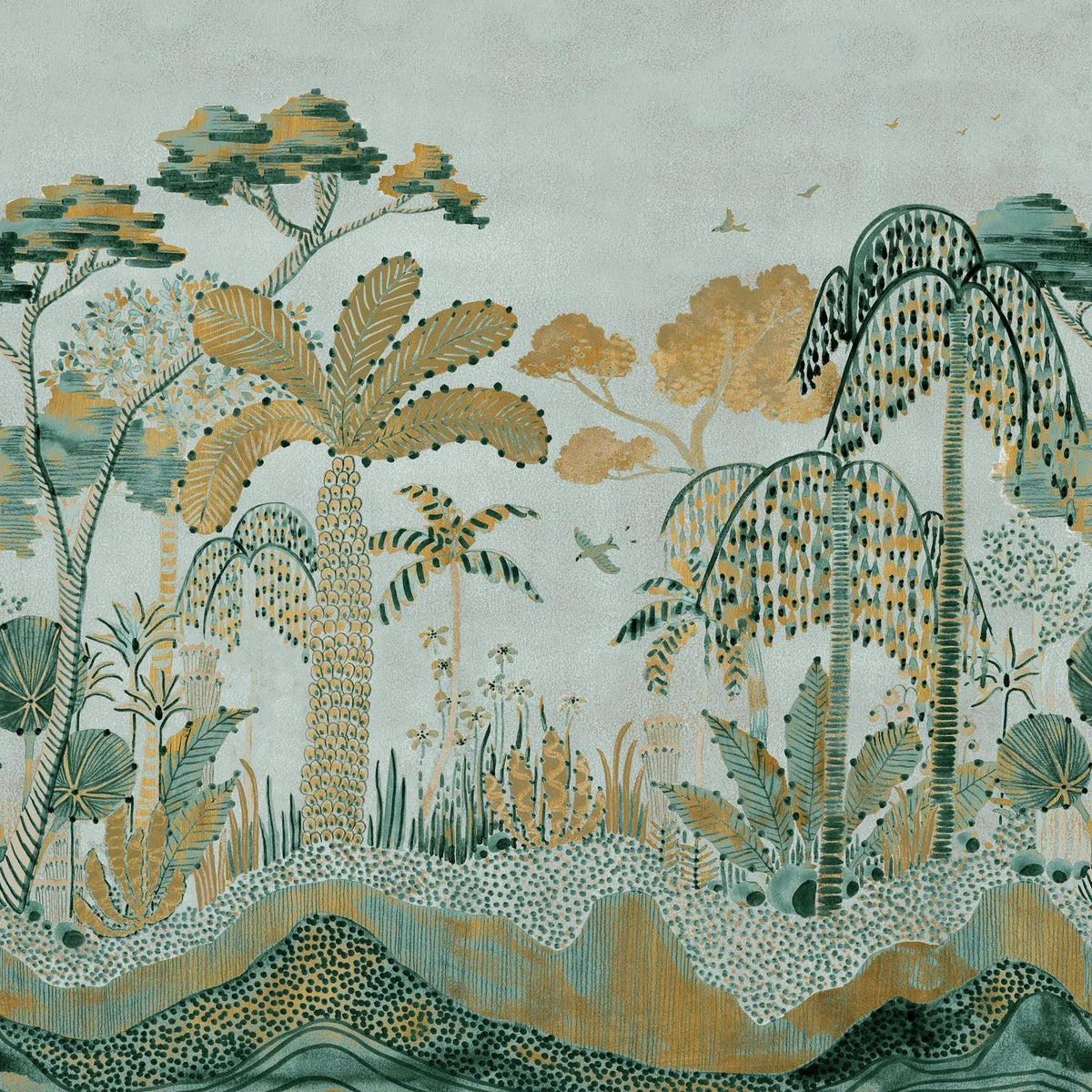 Casamance Nosara wallpanel — Opaline/Doré