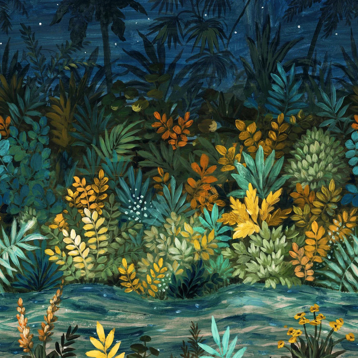 Casamance Nuit Étoilée wallpanel — Marine/Multico