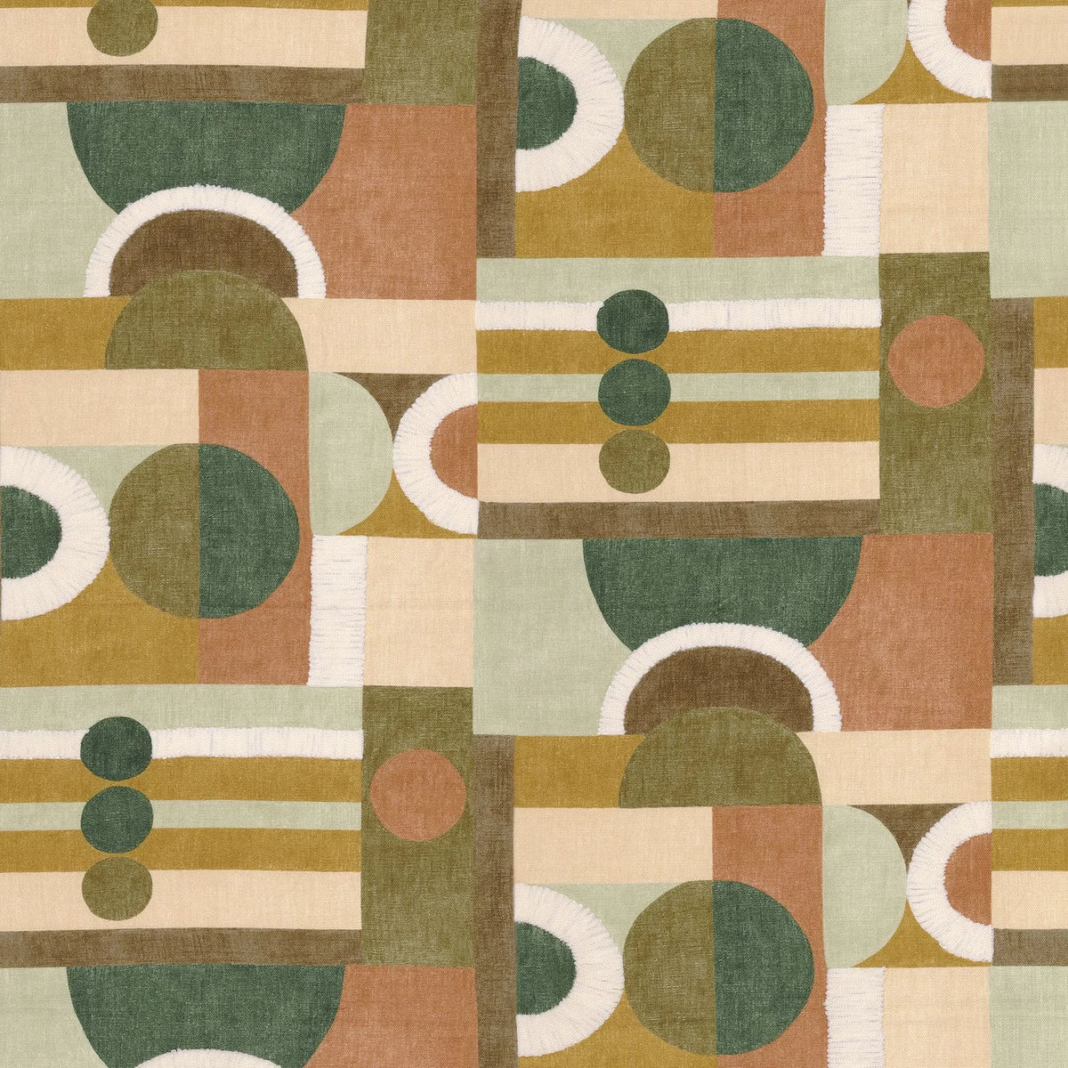 Casamance Paro fabric — Olive Terracotta