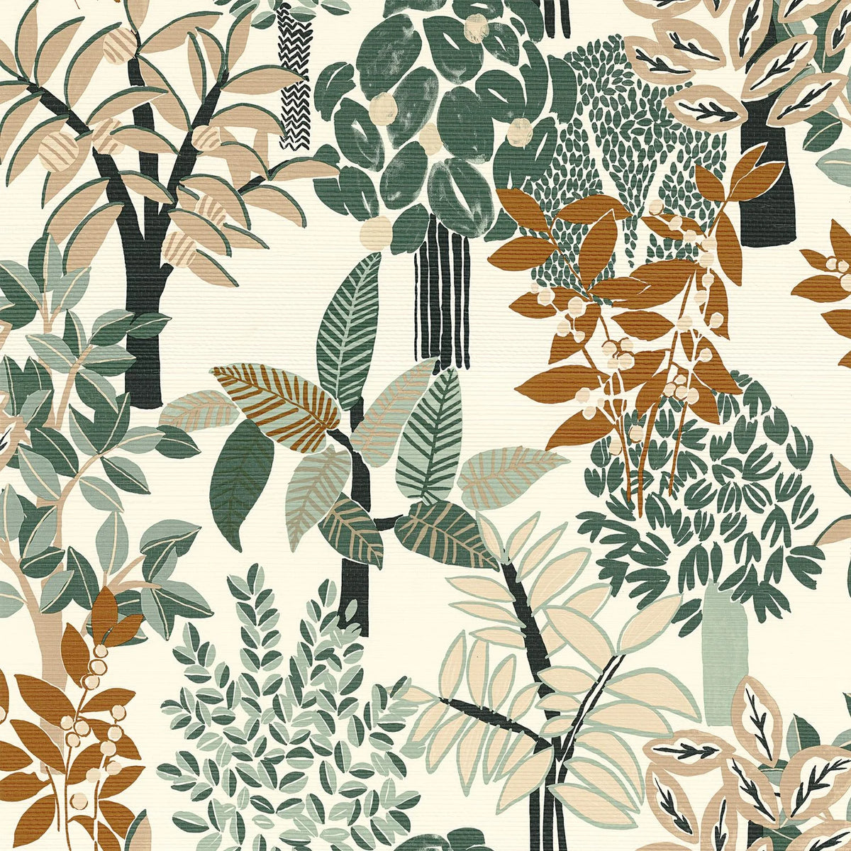 Casamance Peradeniya wallpaper — Blanc/Emeraude