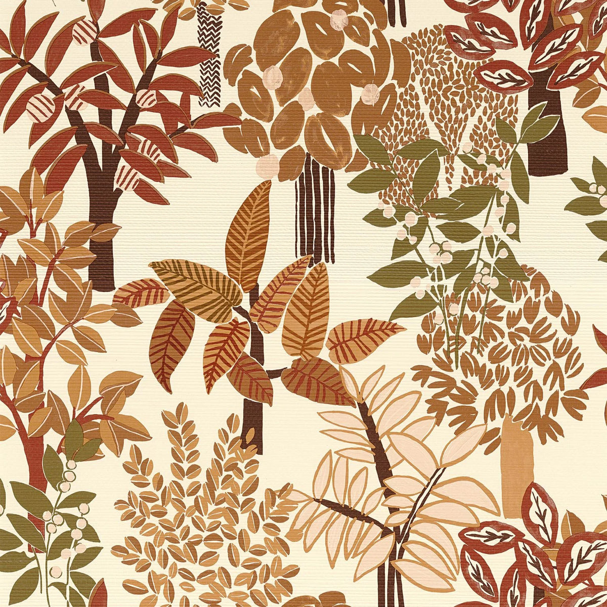 Casamance Peradeniya wallpaper — Blanc/Terre De Sienne