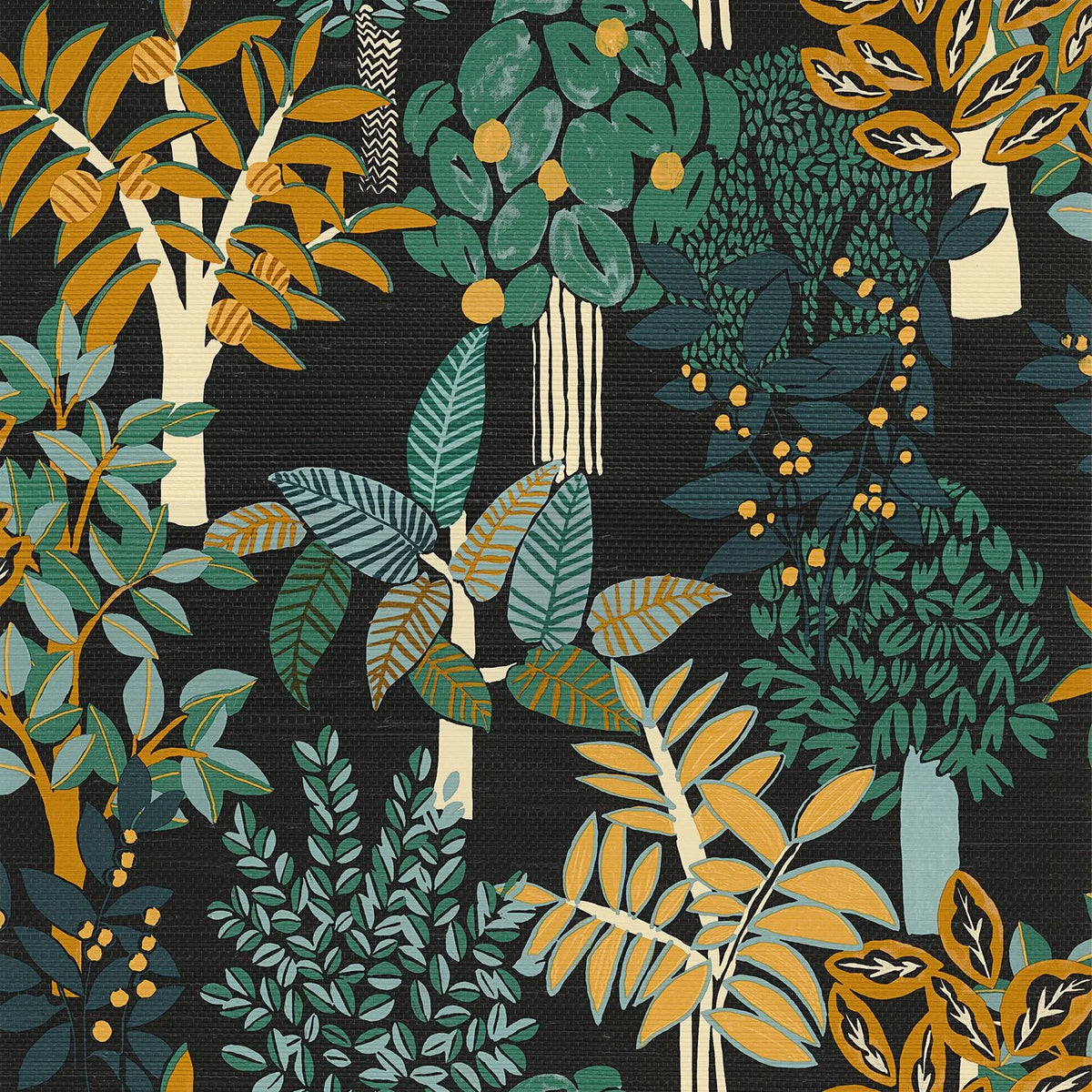 Casamance Peradeniya wallpaper — Noir/Multico