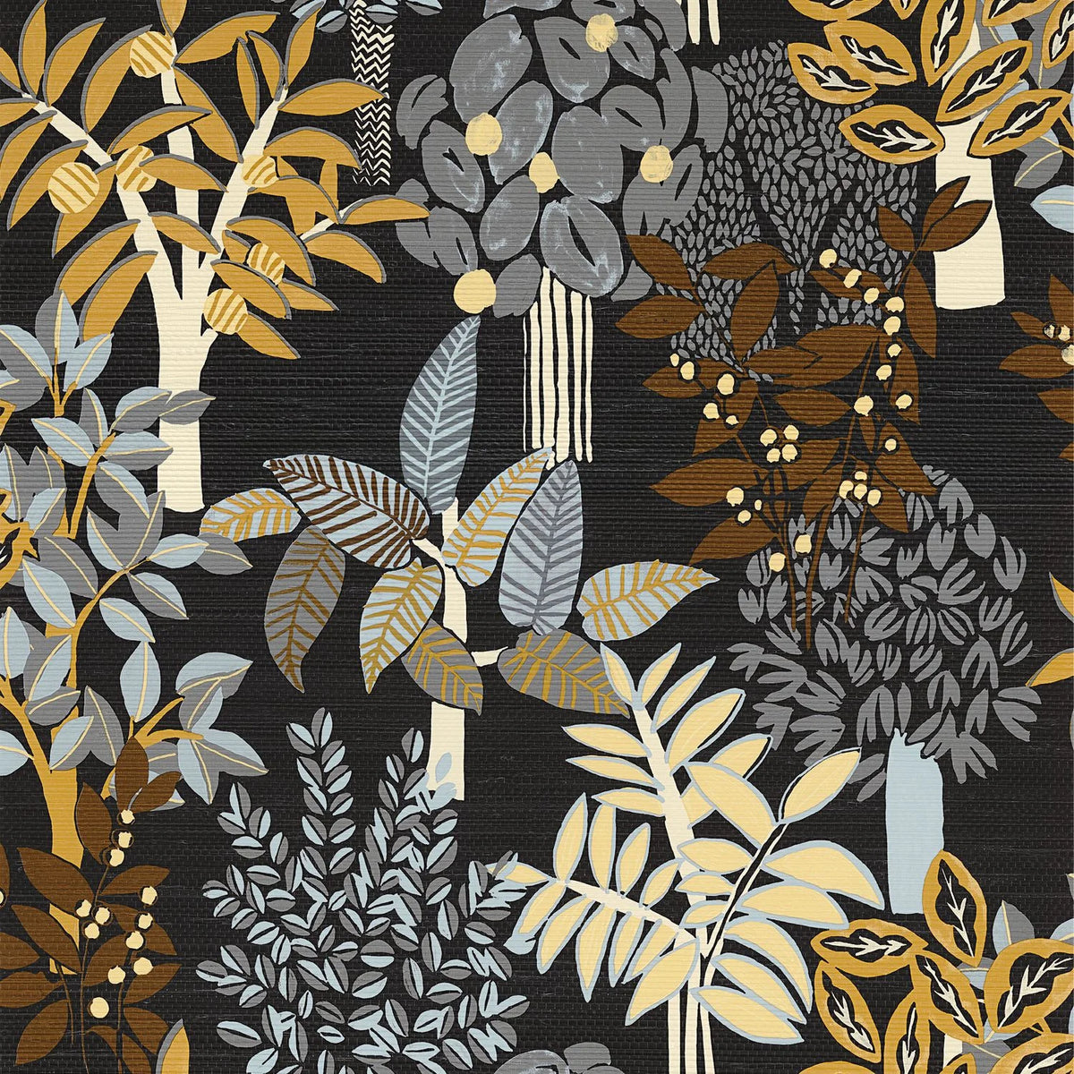 Casamance Peradeniya wallpaper — Noir/Acier