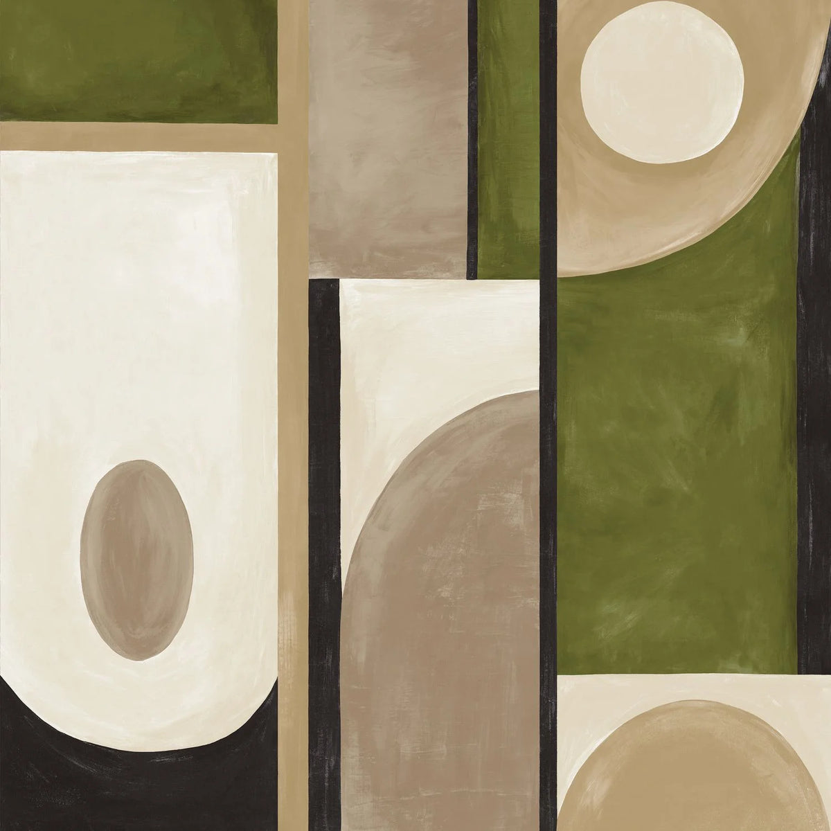 Casamance Pictura wallpanel — Olive/Mordoré