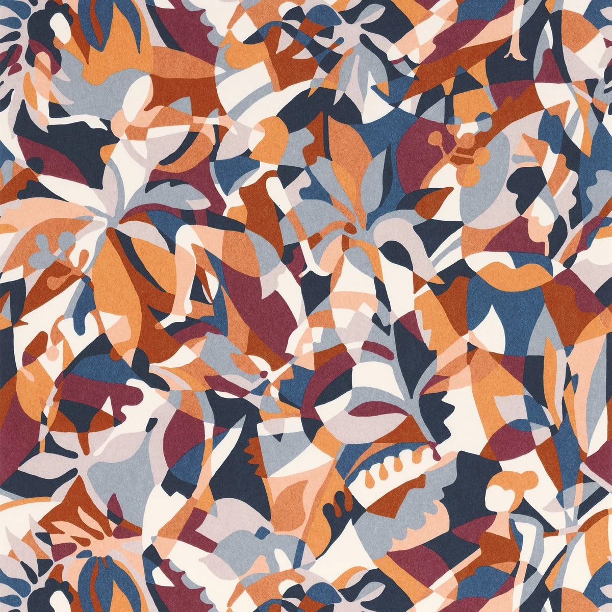 Casamance Plongeon wallpaper — Marine/Terracotta