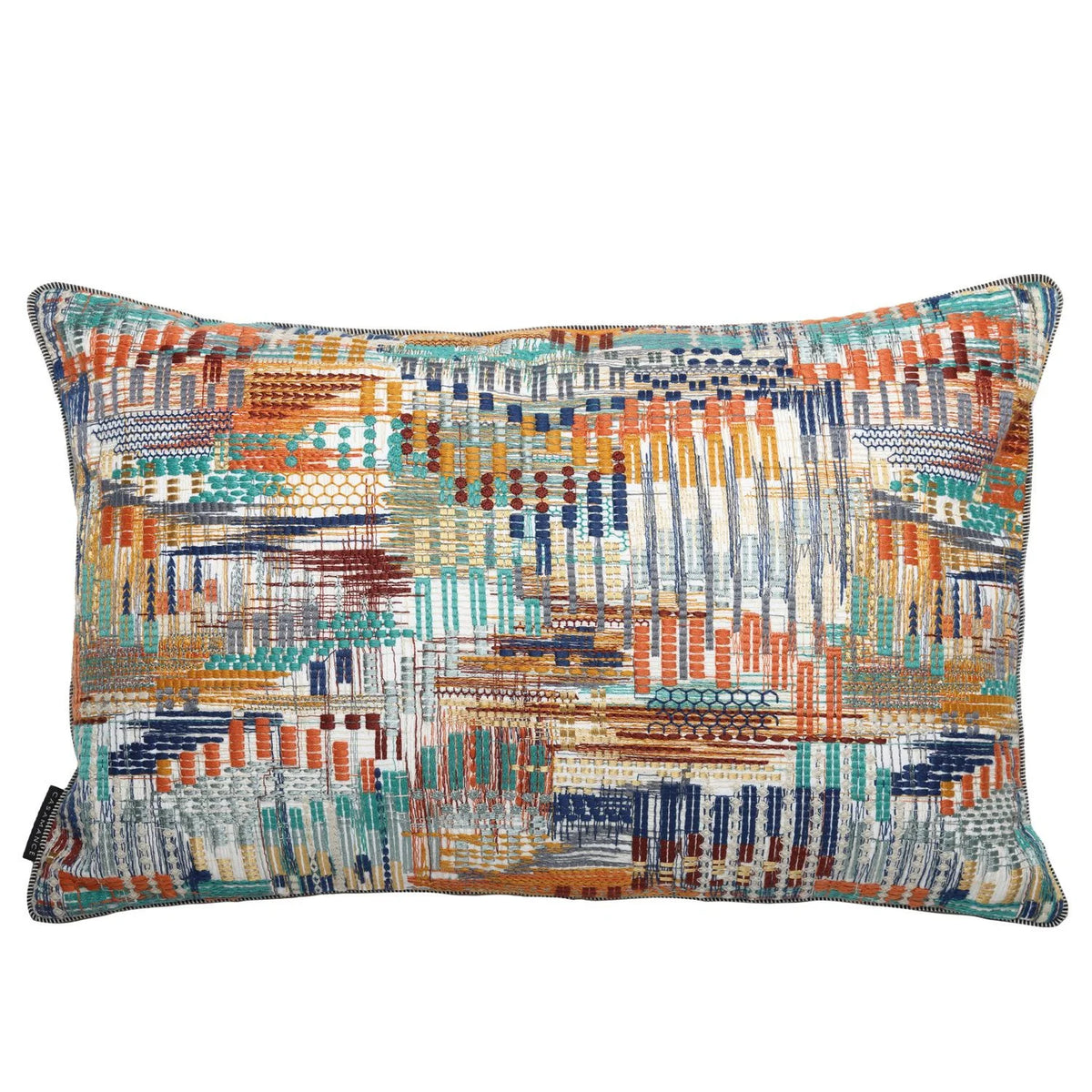 Casamance Point De Vue cushion cover — Turquoise Orange Brûlee