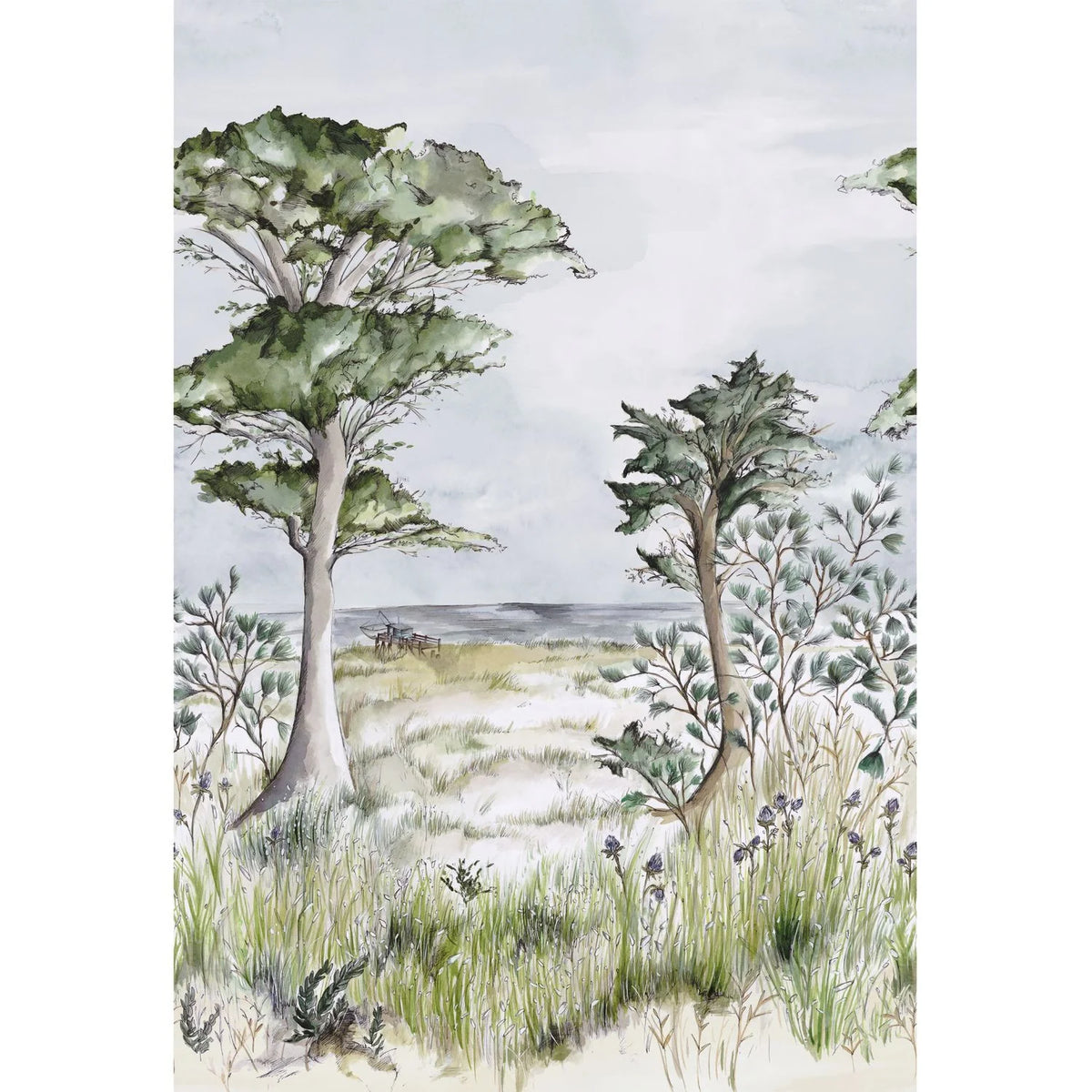 Casamance Pornic Int wallpanel — Cypres/Ciel