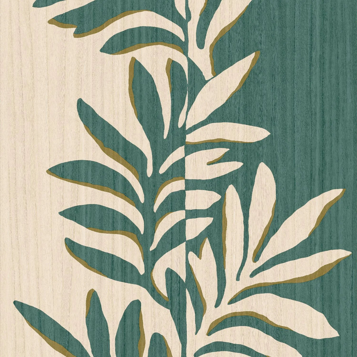 Casamance Rama wallpaper — Ivoire/Emeraude