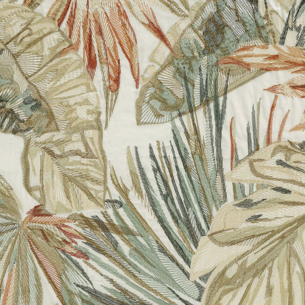 Casamance Hedonie fabric — Olive / Carmin