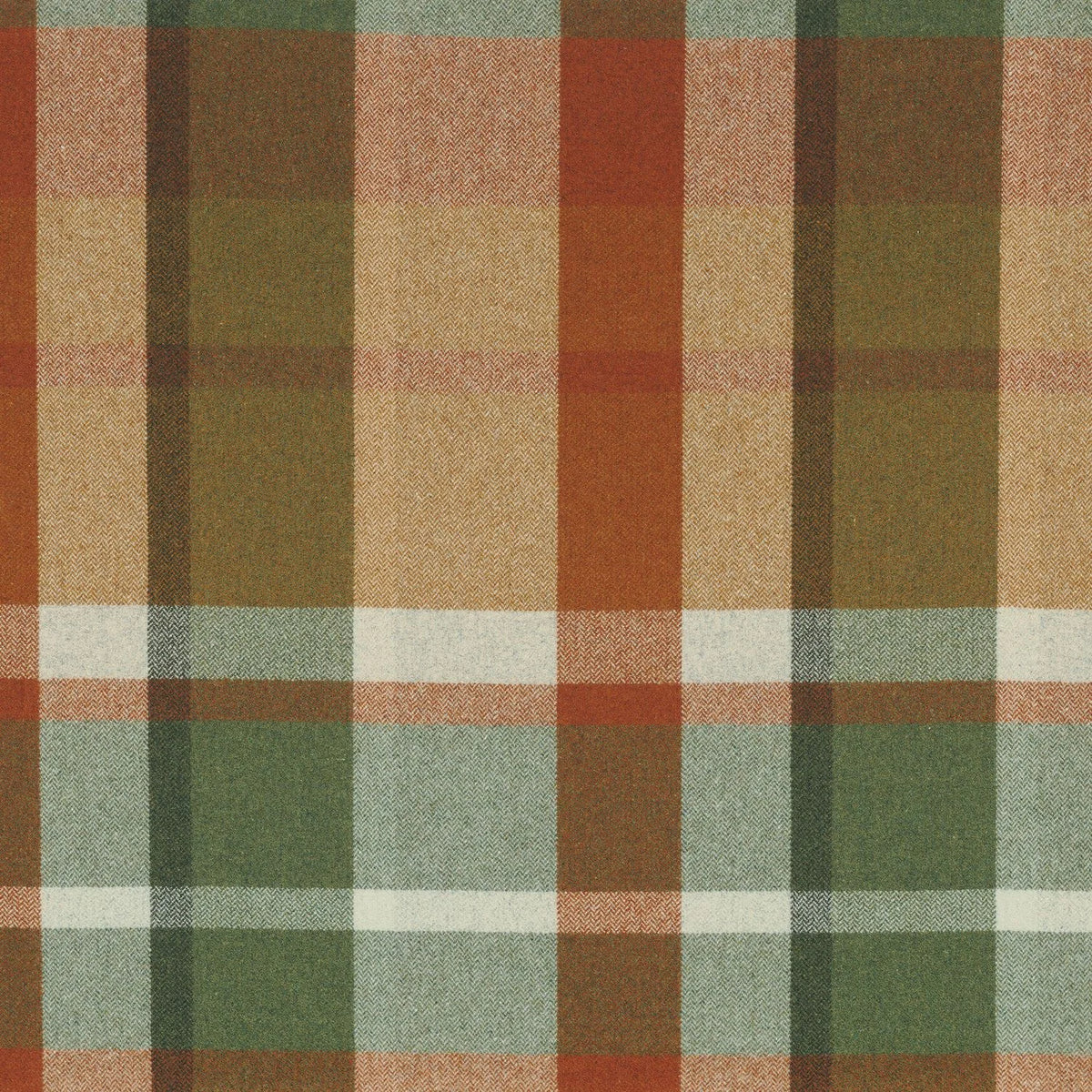 Casamance Vanoise fabric — Orange Brule Vert Irlandais