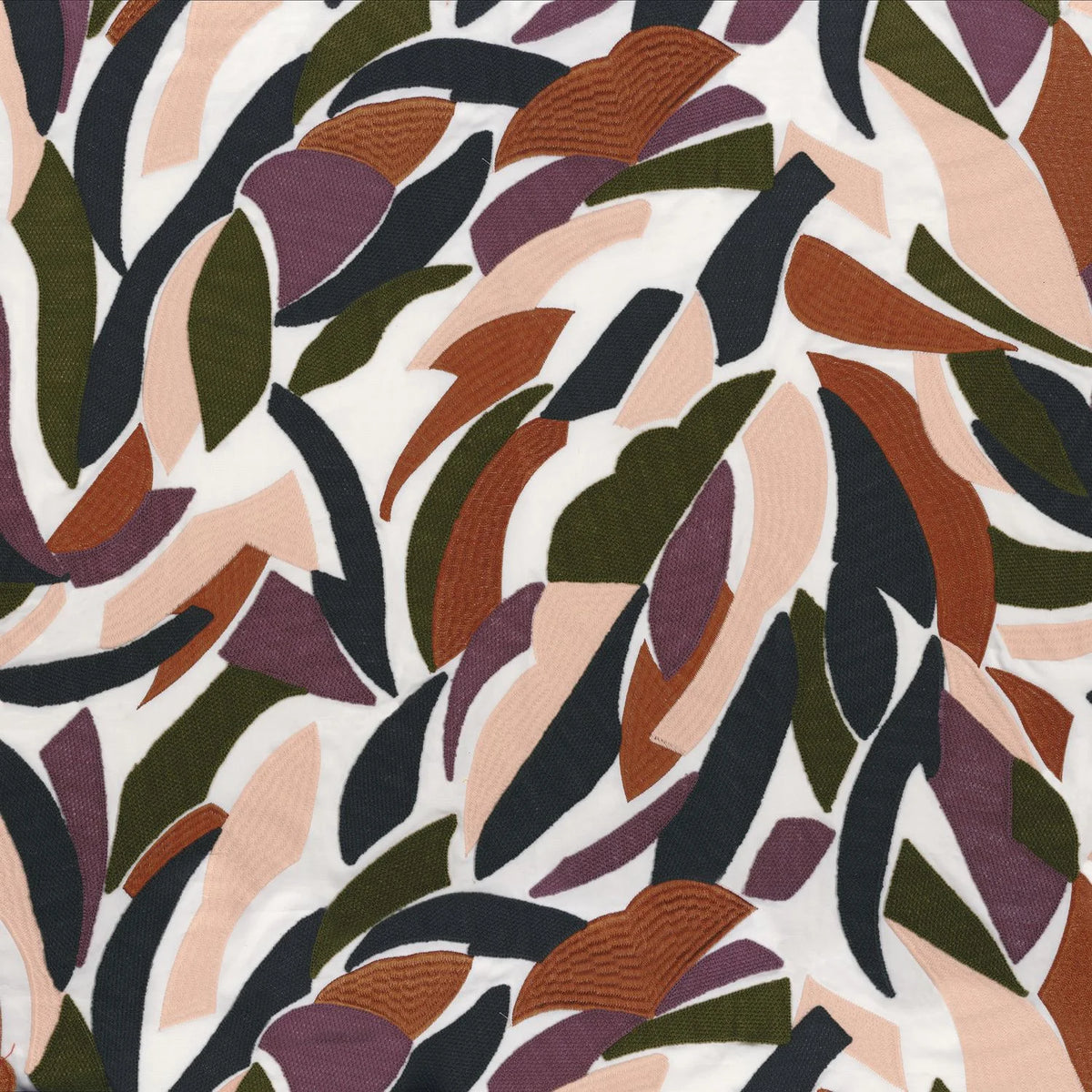 Casamance Defile fabric — Orange Brulee / Olive / Anthracite