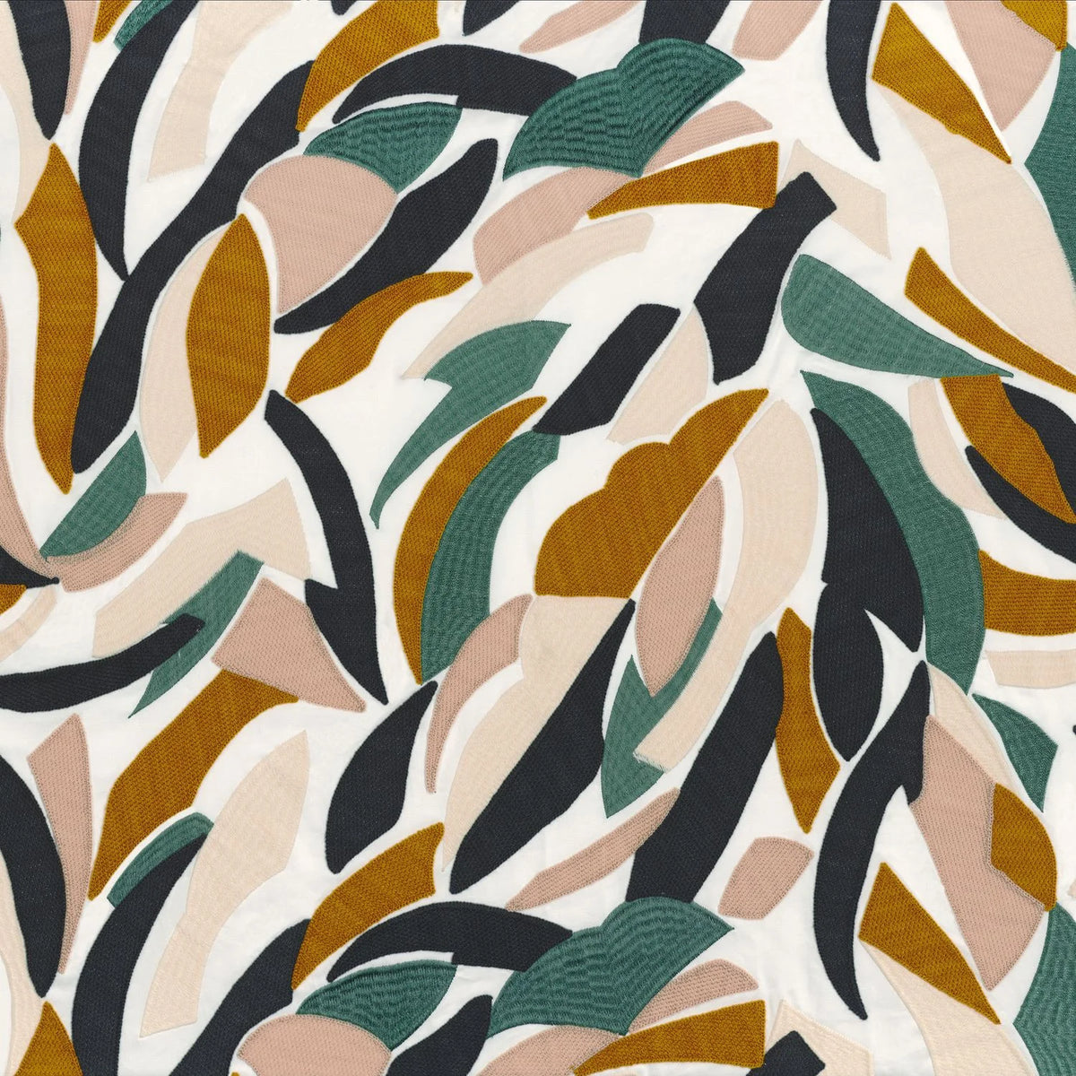 Casamance Defile fabric — Ocre / Celadon / Anthracite