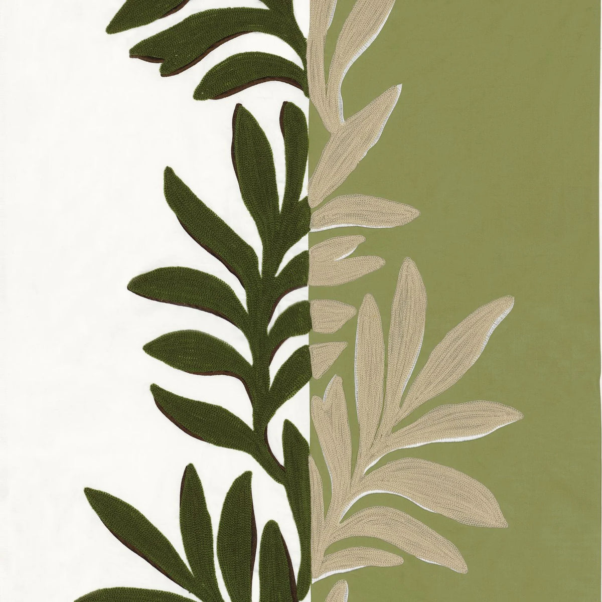 Casamance Sophora fabric — Blanc / Olive