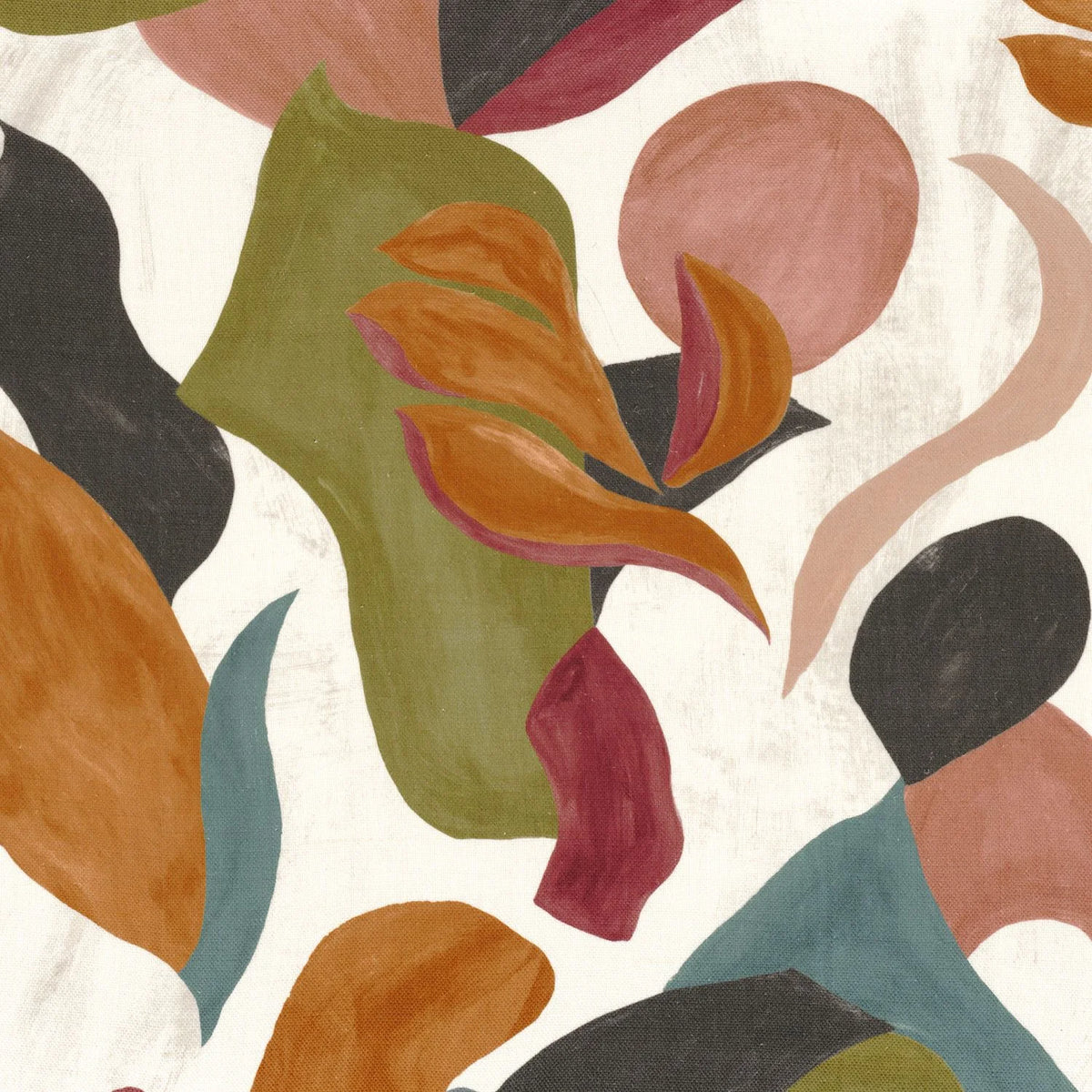 Casamance Air De Fete fabric — Kaki/Orange Brulee