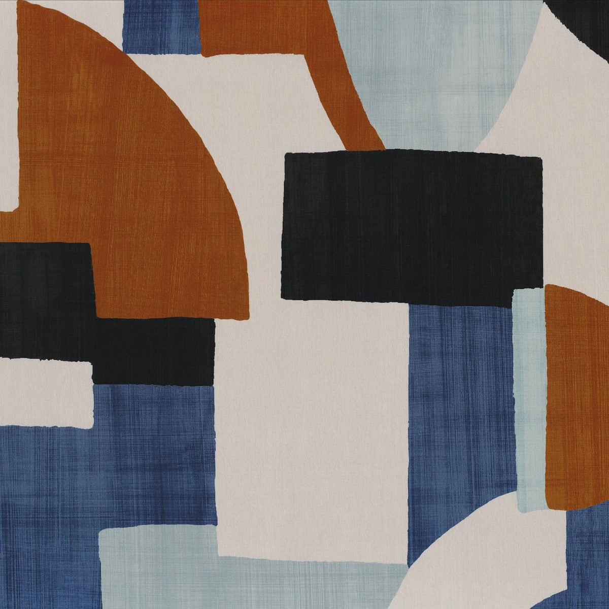 Casamance Trompe L'Oeil fabric — Marine / Fauve