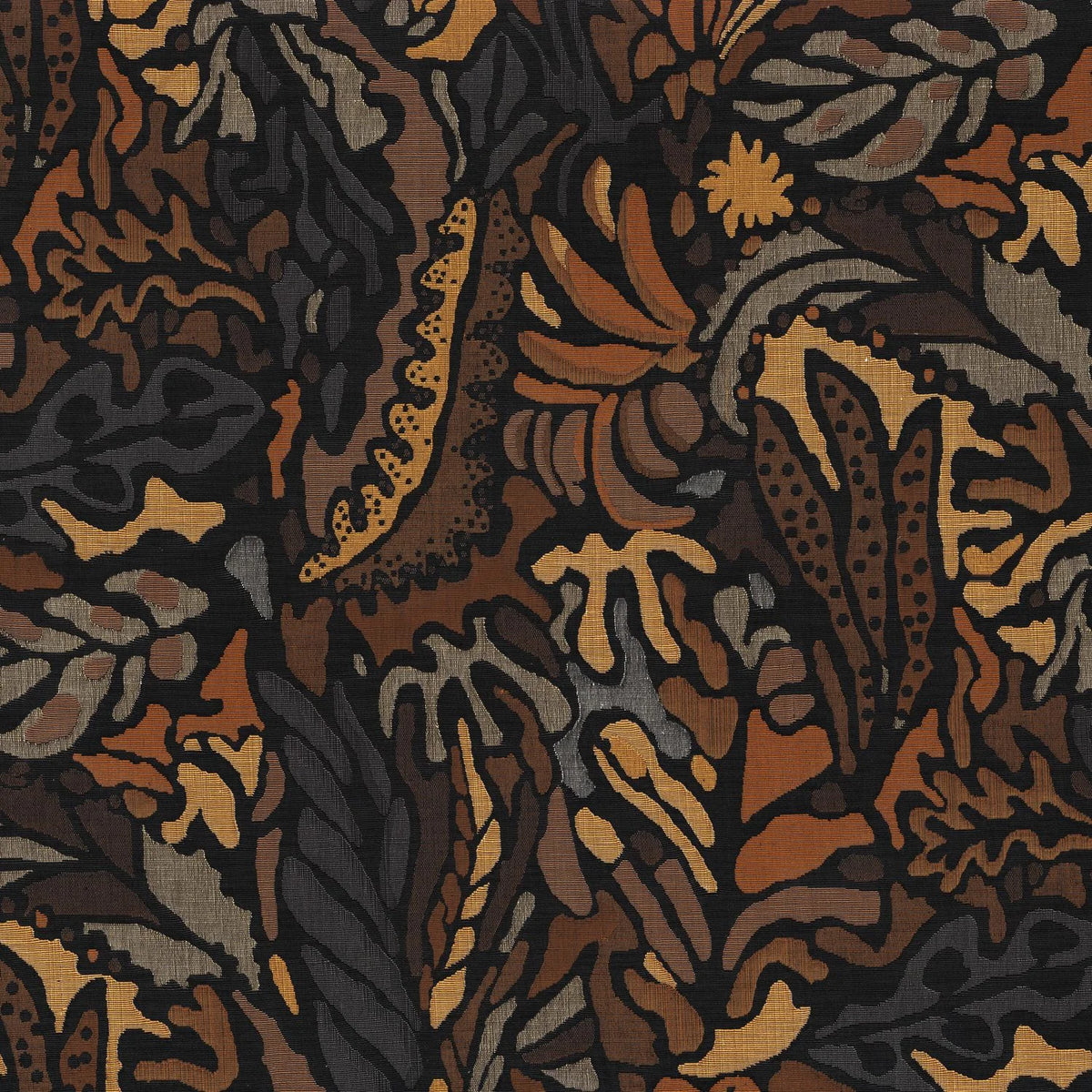 Casamance Pae fabric — Noir Ocre