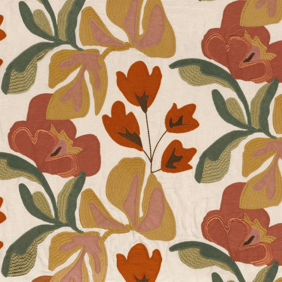 Casamance Ayana fabric — Kaki Terracotta