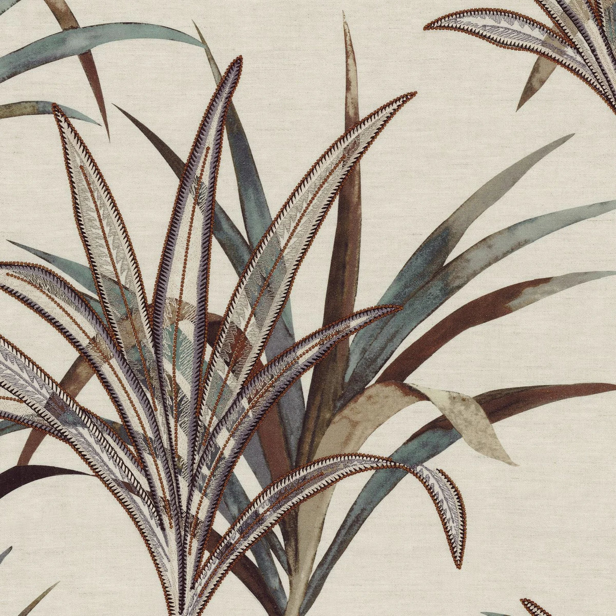 Casamance Creation fabric — Beige/Bleu Riviere