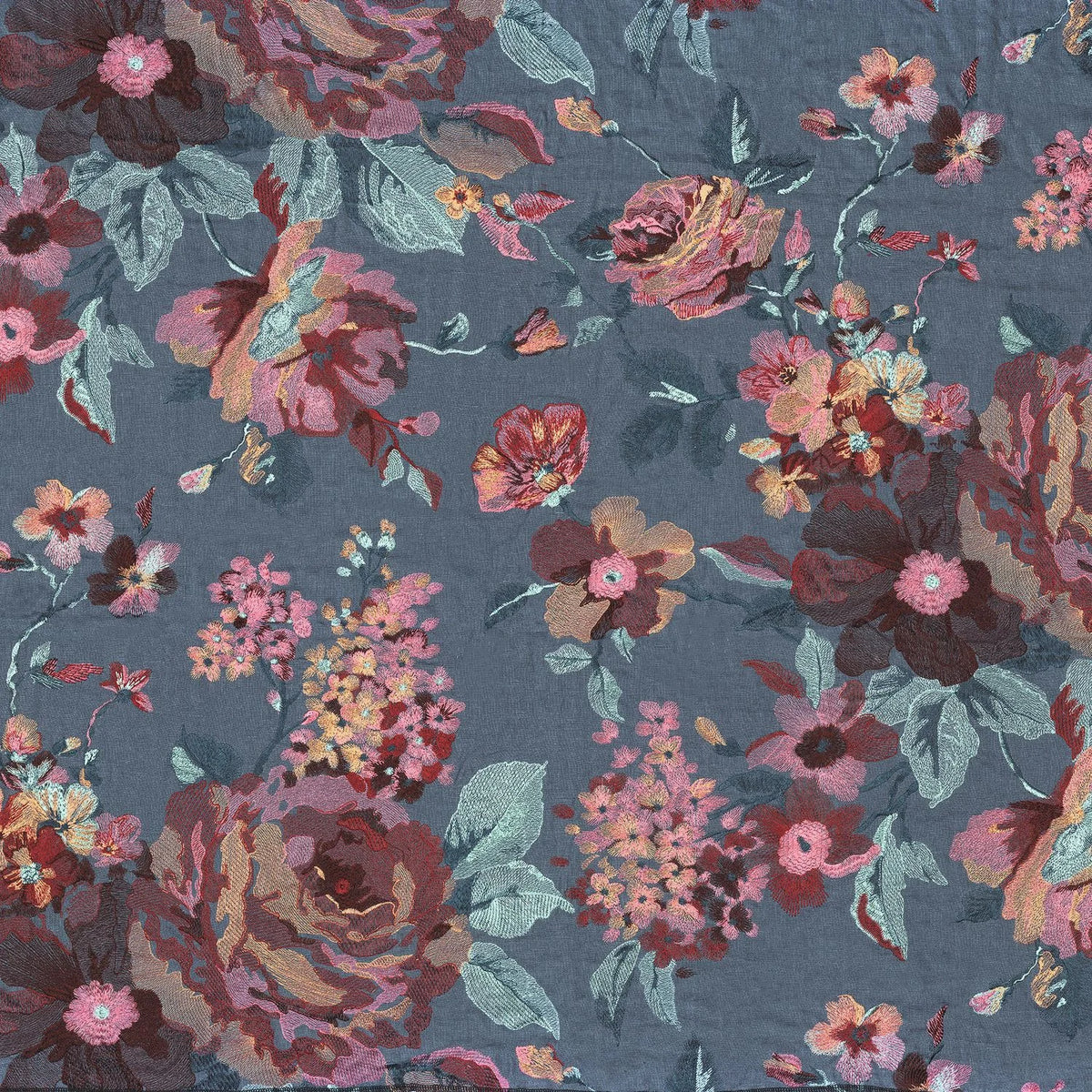 Casamance Marlowe fabric — Lie De Vin / Celadon