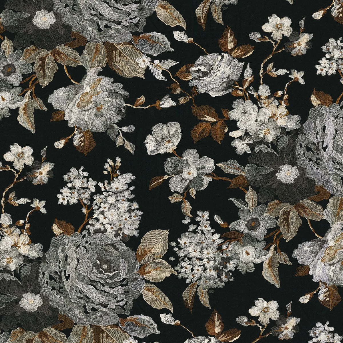 Casamance Marlowe fabric — Noir De Lune / Mordore