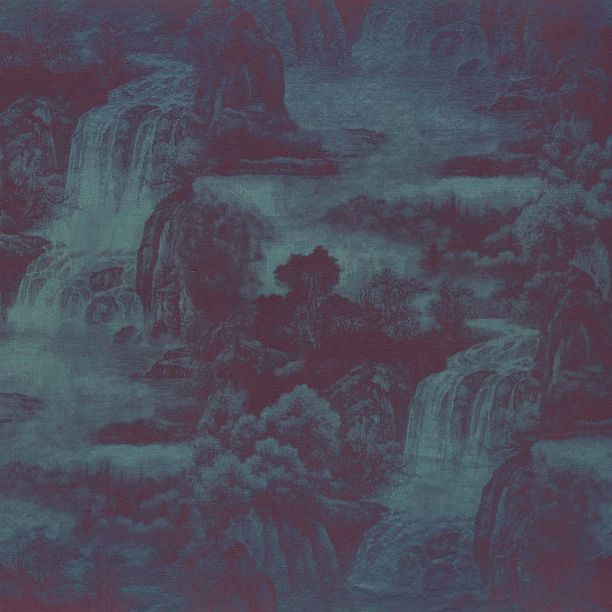 Casamance Eau Vive fabric — Bleu Orage / Lie De Vin