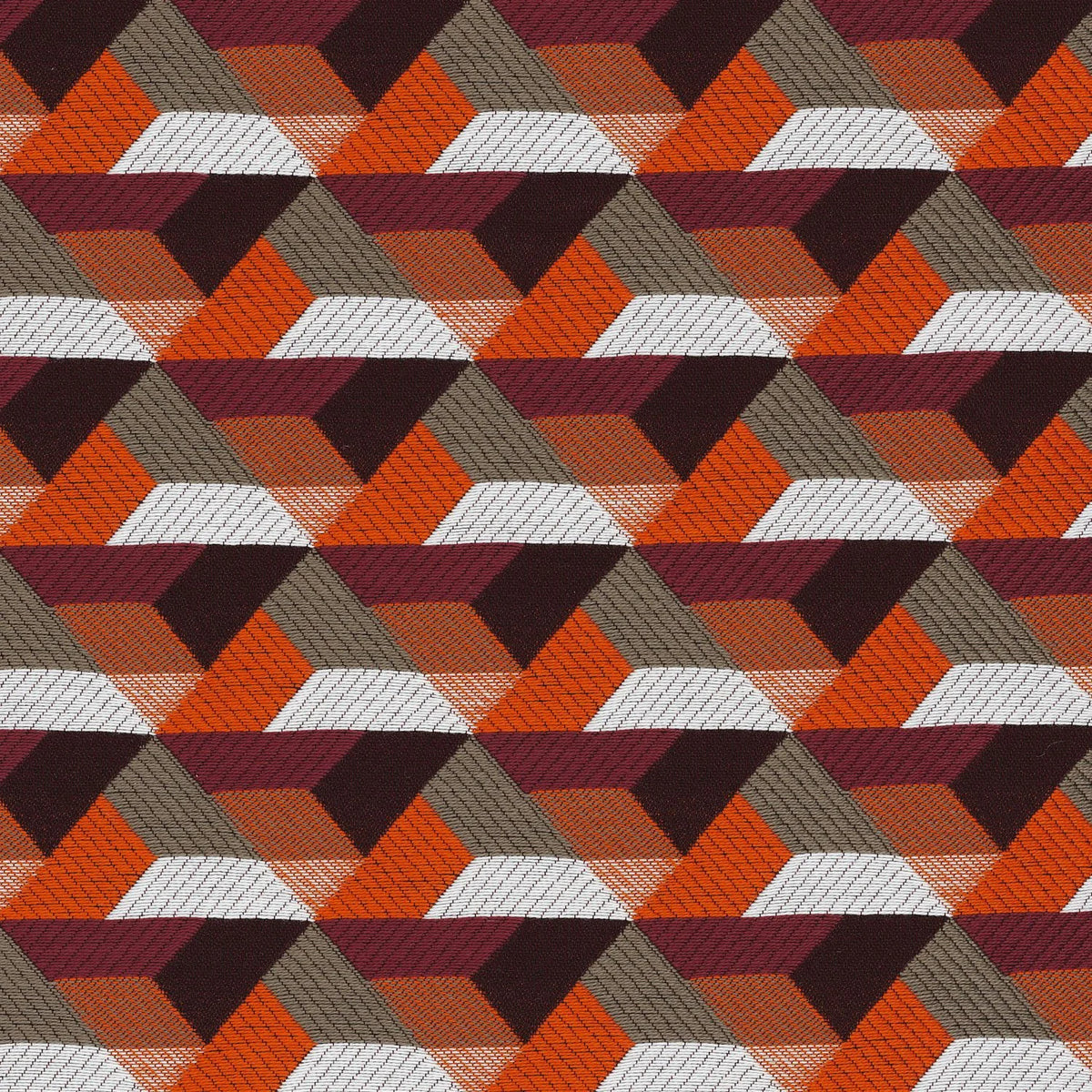 Casamance Ragtime fabric — Orange Brulee / Bordeaux