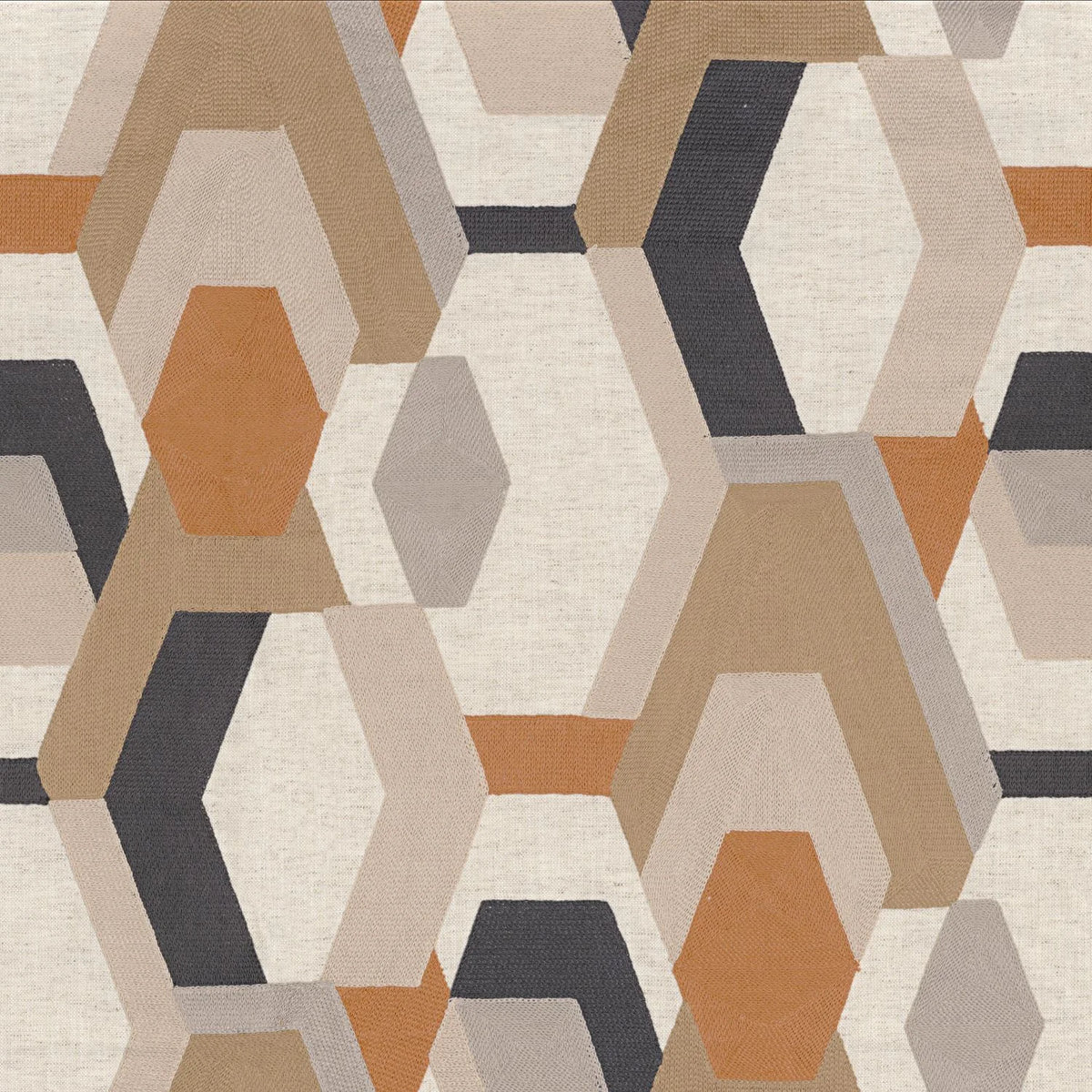 Casamance Decoupage fabric — Beige Anthracite