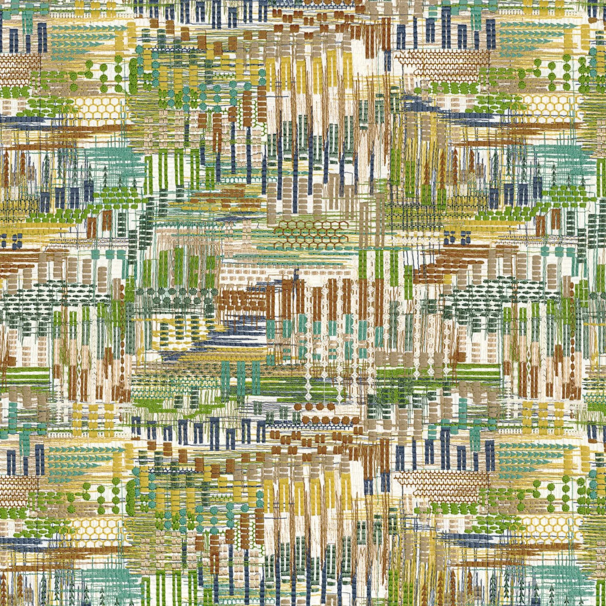 Casamance Point De Vue fabric — Vert Moutarde