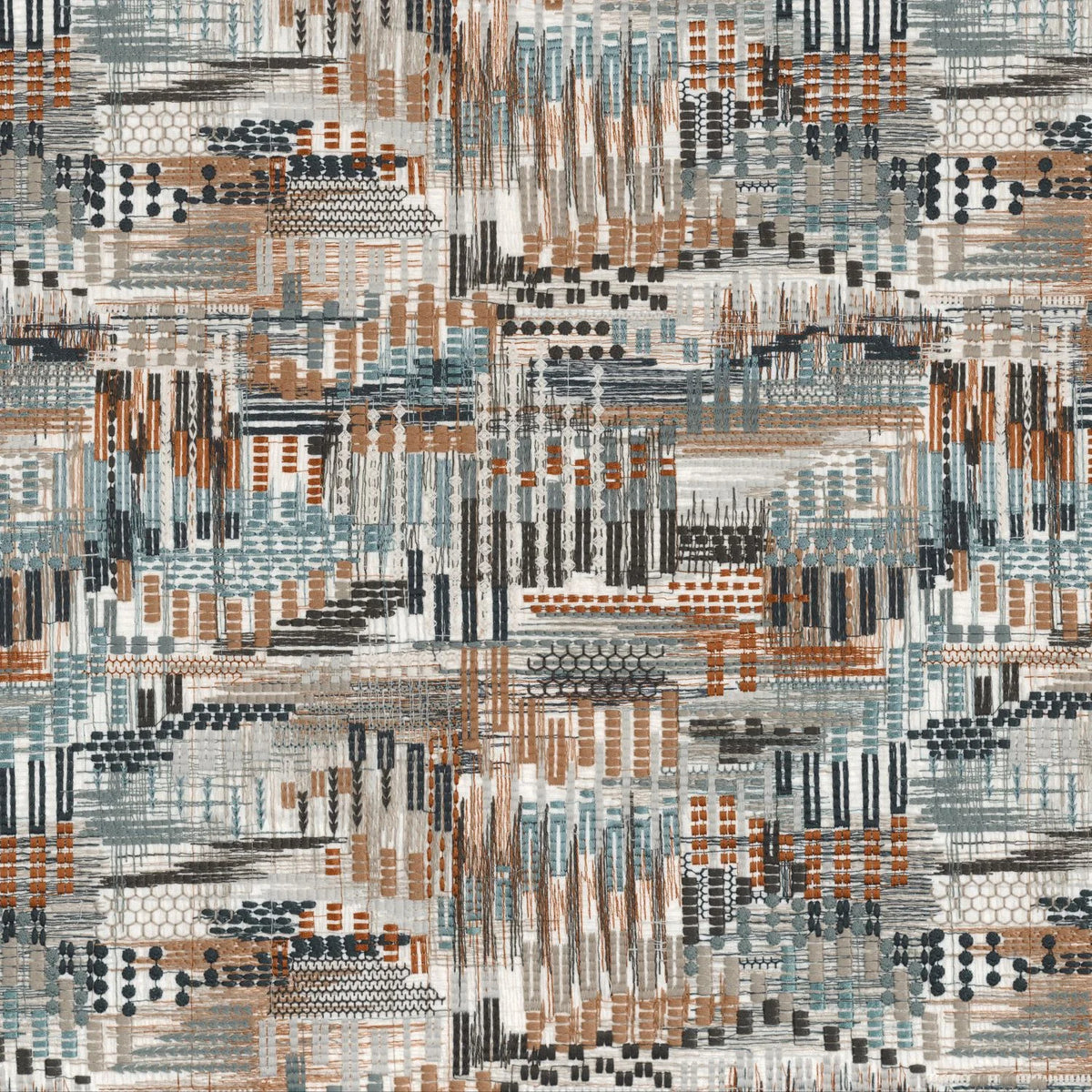 Casamance Point De Vue fabric — Orage Orange Brulee