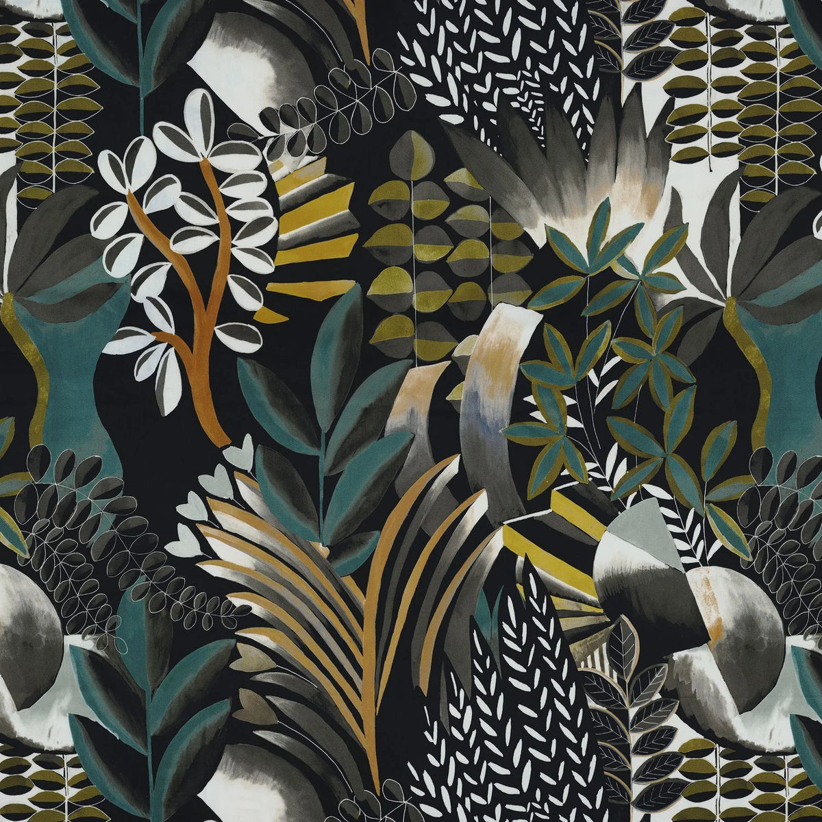 Casamance Giardini fabric — Noir De Lune