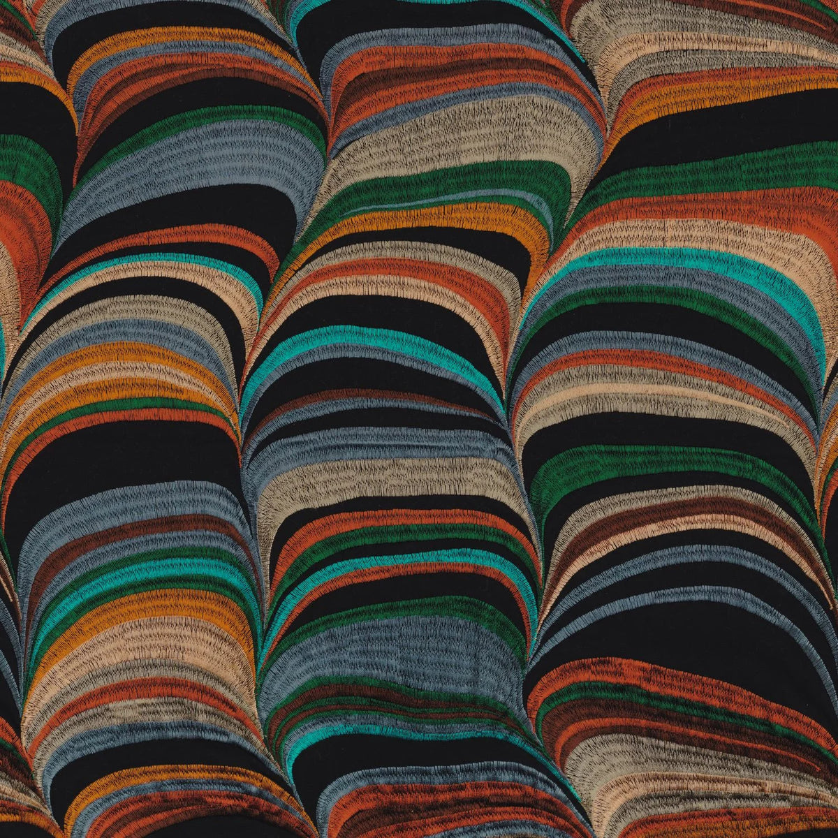 Casamance Strates fabric — Acajou Pierre Bleue