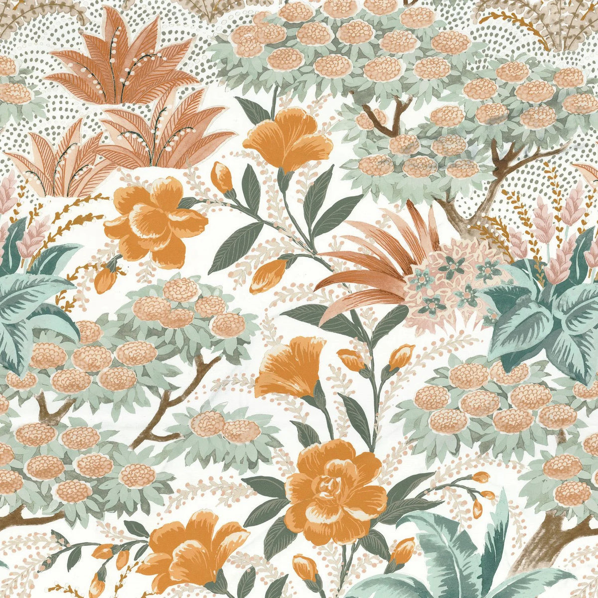Casamance Cite Des Roses fabric — Ocre / Bois De Rose