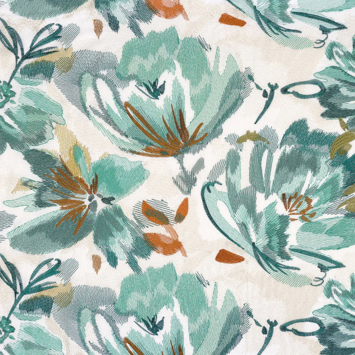 Casamance Pretoria fabric — Moutarde Celadon
