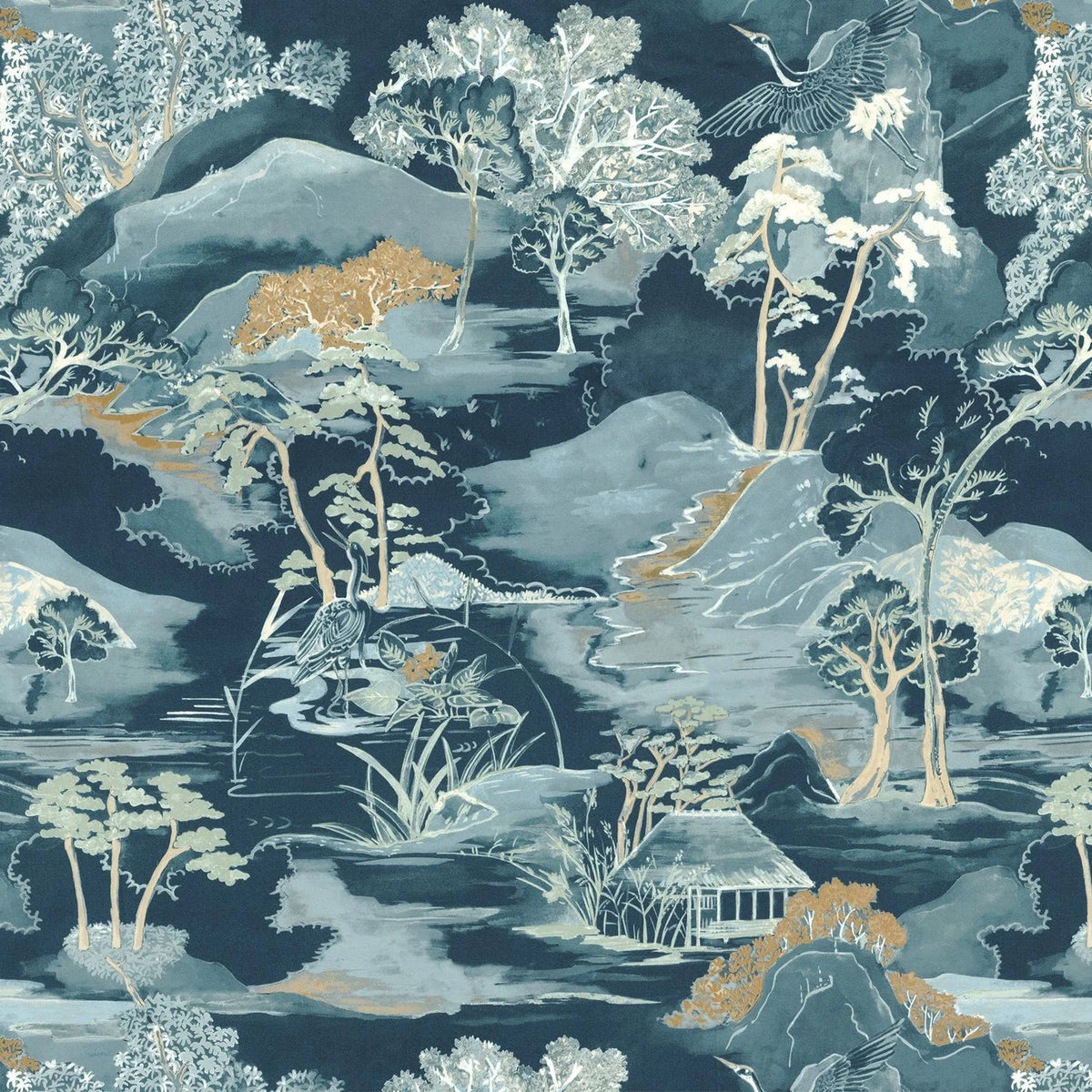 Casamance Matsu fabric — Petrole Mordore