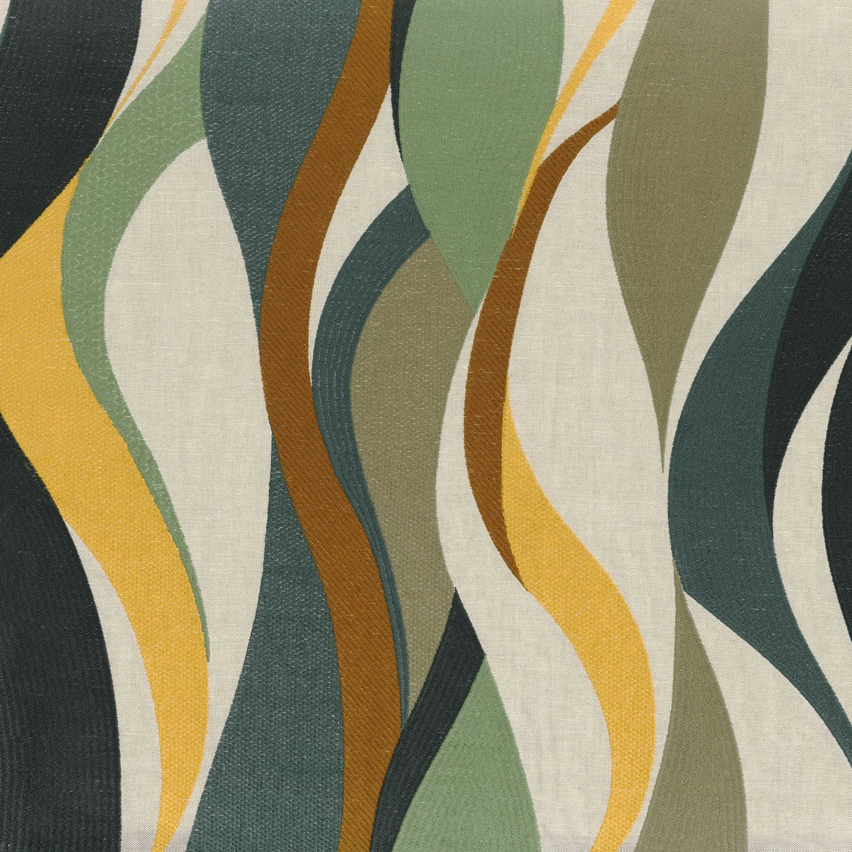 Casamance Ritournelle fabric — Ocre / Vert Imperial