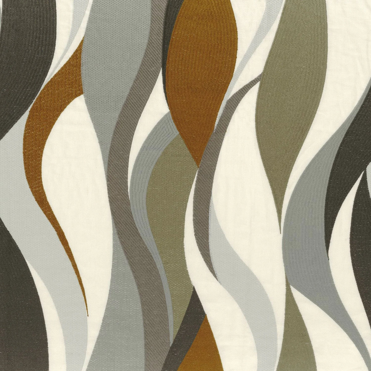 Casamance Ritournelle fabric — Camel / Anthracite