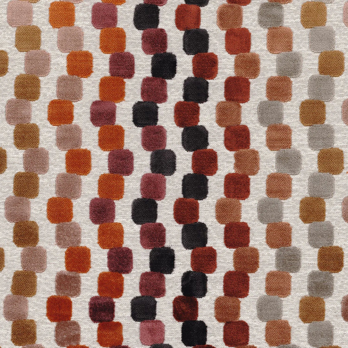 Casamance Orphisme fabric — Bordeaux / Tangerine
