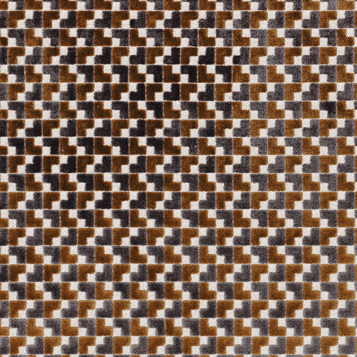 Casamance Baker Street fabric — Anthracite / Camel