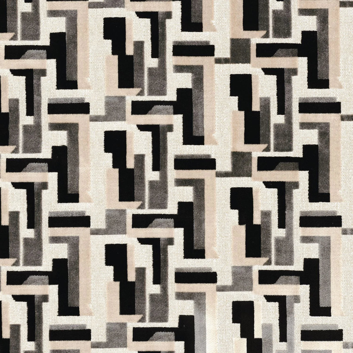 Casamance Bebop fabric — Gris / Noir De Lune