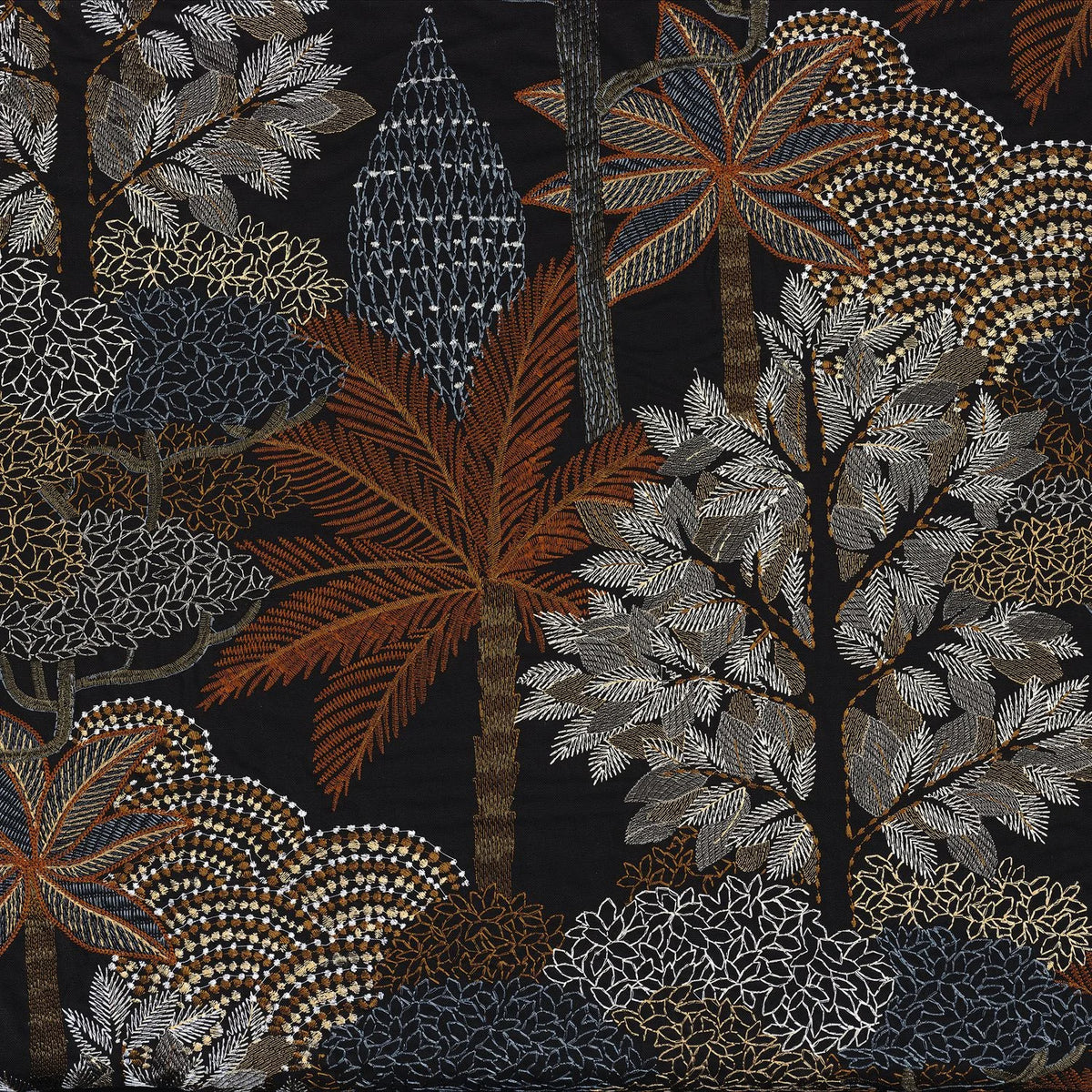 Casamance Voyage Imaginaire fabric — Noir / Tabac