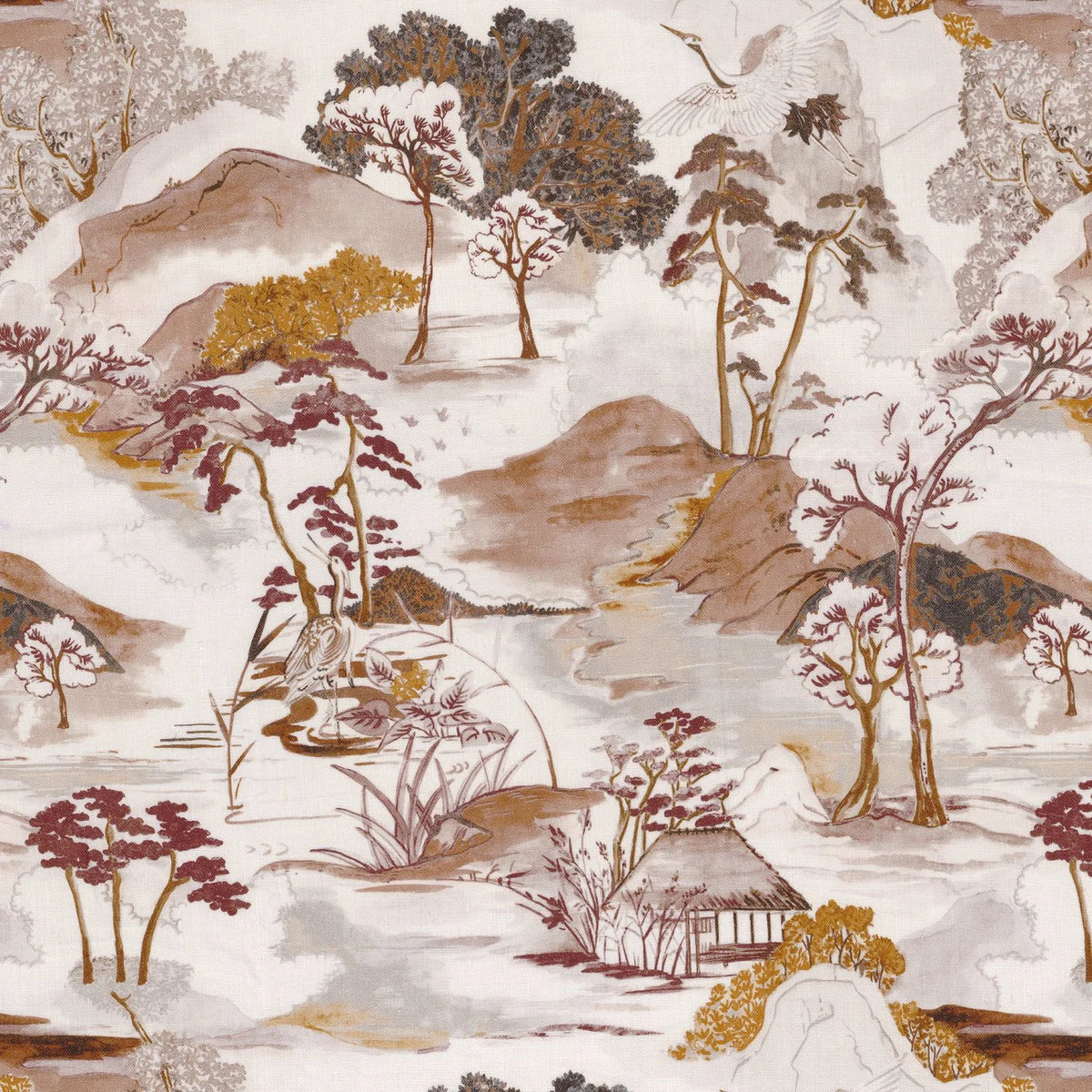 Casamance Matsu Lin fabric — Terracotta Ocre