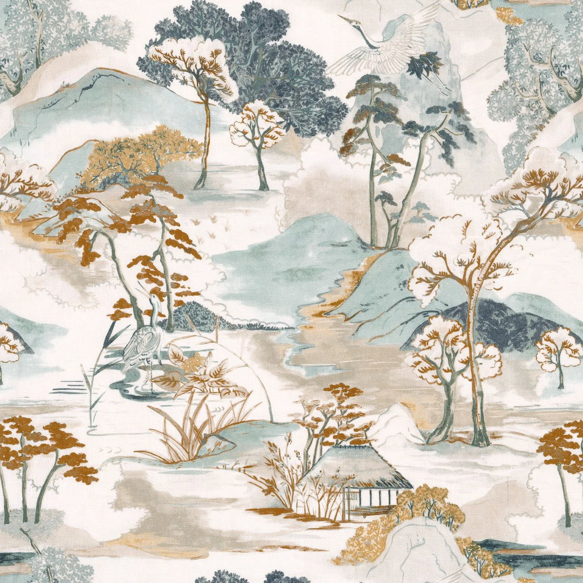Casamance Matsu Lin fabric — Celadon Terre De Sienne