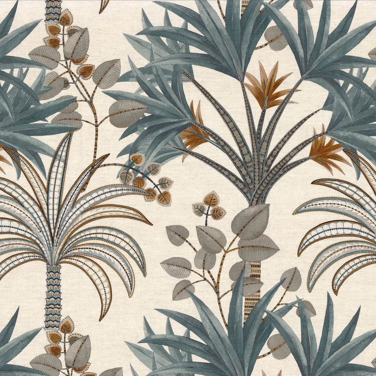 Casamance Bagarade fabric — Pierre Bleue / Fauve