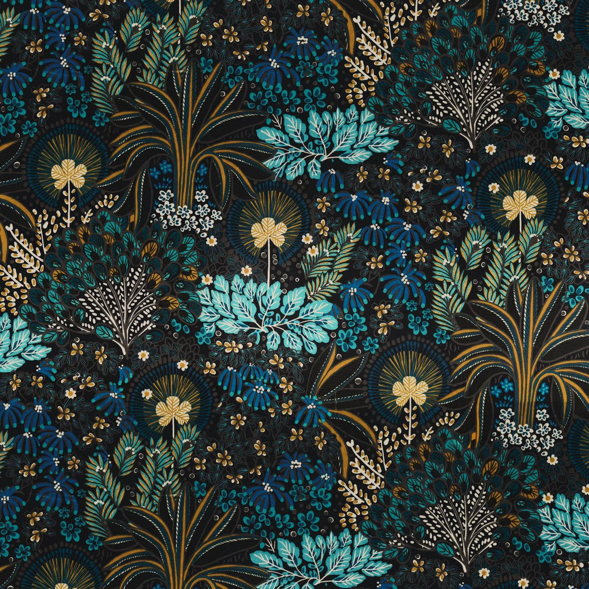 Casamance Opium fabric — Marine / Jaune Or